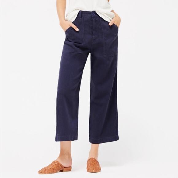 LACAUSA Pants - LACAUSA Stella Trouser Pant Women 4 Navy Blue High Rise Wide Leg Lightweight NEW